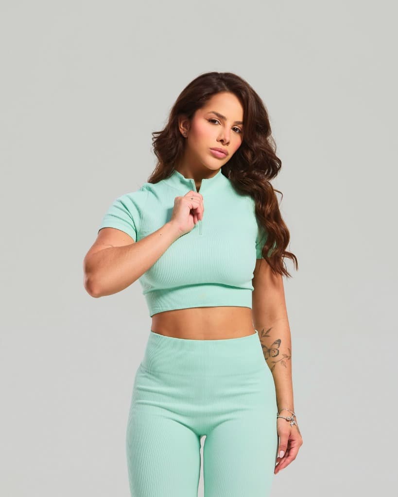 Conjunto Fitness Mint Ribbed